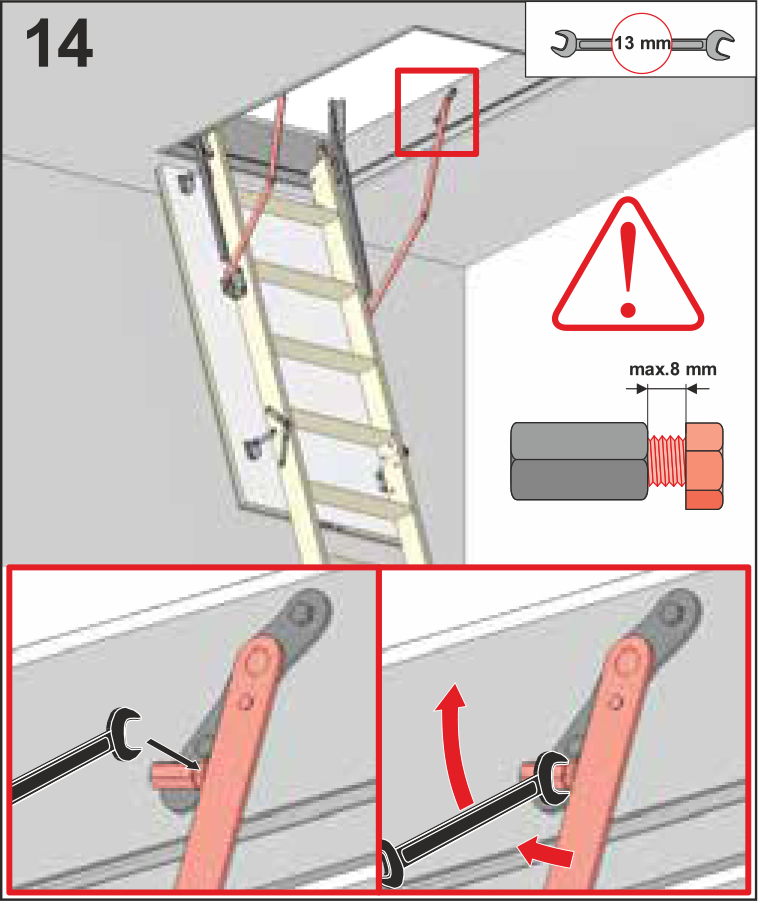 Установка складного механизма для чердачных лестниц Дёке